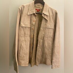Men’s Report Collection Beige Leather shirt Jacket size Large